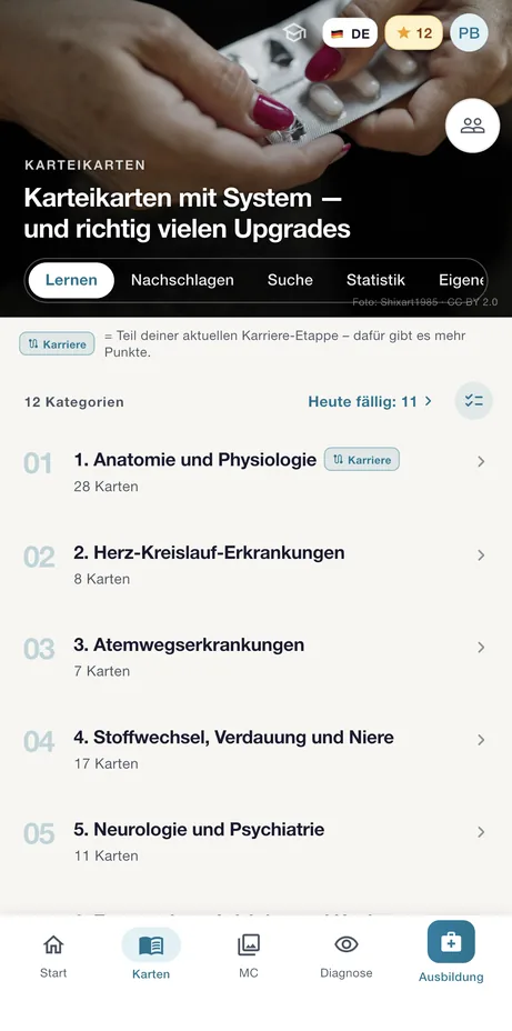 PflegeFuchs Karteikarten in 12 Bereichen