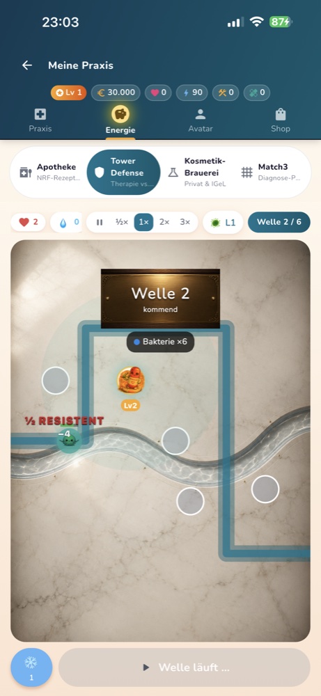 Praxisspiel – Tower-Defense-Modus