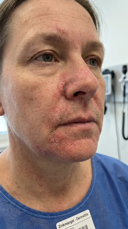 Acrodermatitis enteropathica (Zinkmangel): typical clinical presentation of Zinkmangel, adult patient